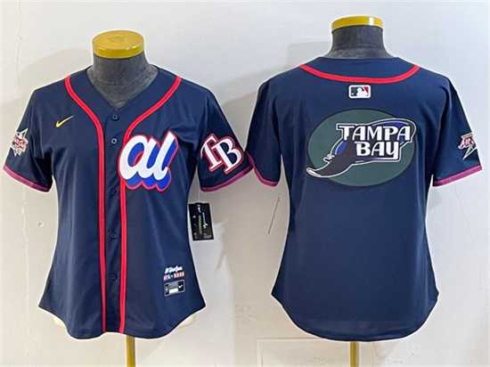 Women%27s American League Tampa Bay Rays Team Big Logo Navy 2025 All-Star Edition Limited Stitched Jersey(Run Small)