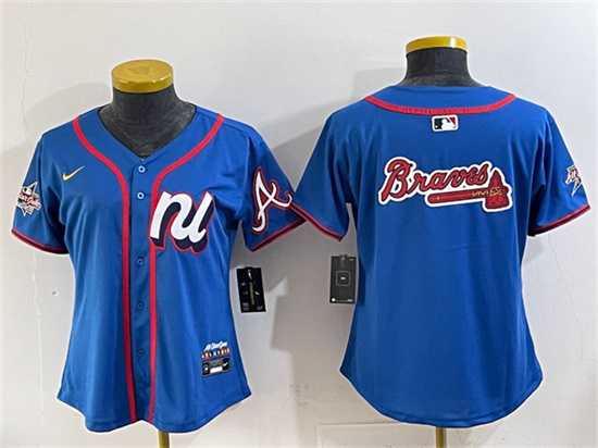 Women%27s National League Atlanta Braves Team Big Logo Blue 2025 All-Star Edition Limited Stitched Jersey(Run Small)