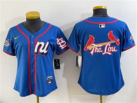 Women%27s National League St. Louis Cardinals Team Big Logo Blue 2025 All-Star Edition Limited Stitched Jersey(Run Small)