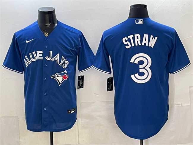 Men%27s Toronto Blue Jays #3 Myles Straw Royal Stitched Jersey