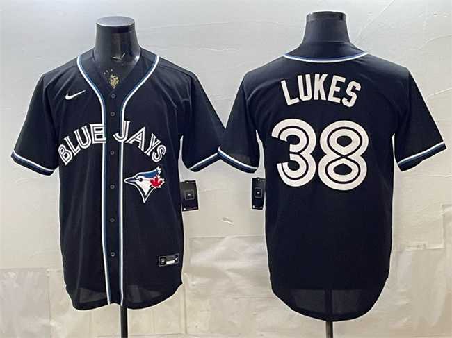 Men%27s Toronto Blue Jays #38 Nathan Lukes 2026 Fashion Replica Black Out Stitched Jersey