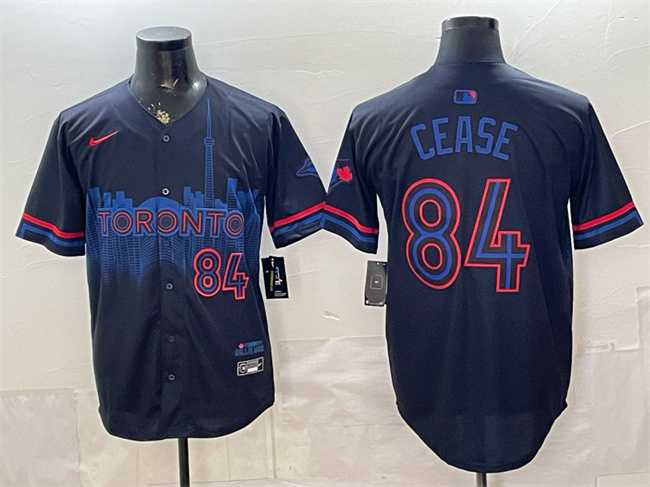 Men%27s Toronto Blue Jays #84 Dylan Cease Navy 2024 City Connect Limited Stitched Jersey
