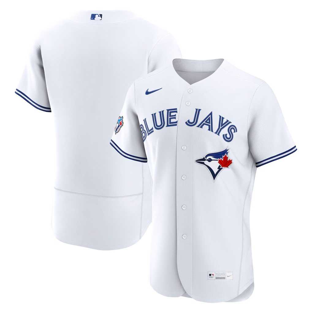Men%27s Toronto Blue Jays Blank White 50 Seasons Patch Stitched Jersey