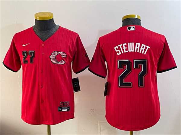 Women%27s Cincinnati Reds #27 Sal Stewart Red 2026 City Connect Stadium Stitched Jersey