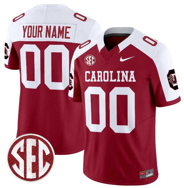 Men%27s South Carolina Fighting Gamecocks Custom Garnet White 2026 F.U.S.E. Stitched Nike Jersey