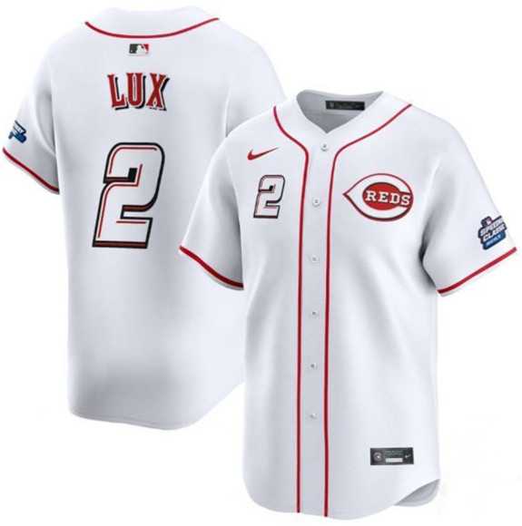 Men%27s Cincinnati Reds #2 Gavin Lux White 2025 Speedway Classic Home Limited Stitched Jersey Dzhi