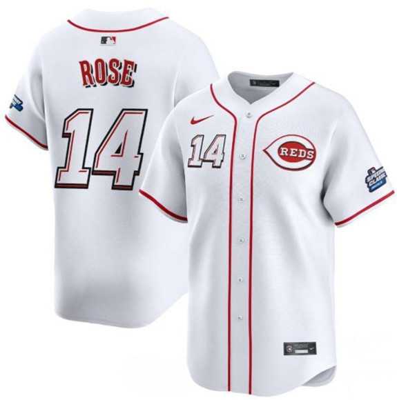 Men%27s Cincinnati Reds #14 Pete Rose White 2025 Speedway Classic Home Limited Stitched Jersey Dzhi