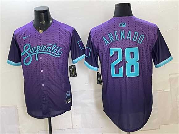 Men%27s Arizona Diamondbacks #28 Nolan Arenado Purple 2025 City Connect Limited Stitched Jersey Dzhi