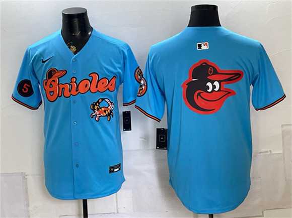 Men%27s Baltimore Orioles Team Big Logo Blue With Patch Vapor Premier Limited Stitched Jersey Dzhi