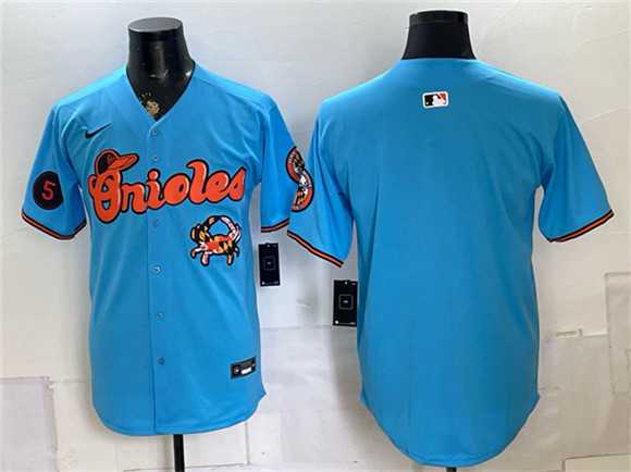 Men%27s Baltimore Orioles Blank Blue With Patch Vapor Premier Limited Stitched Jersey Dzhi