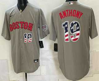 Men%27s Boston Red Sox #19 Roman Anthony Grey 2026 USA 250 Fourth of July Home Stitched Jersey Dzhi