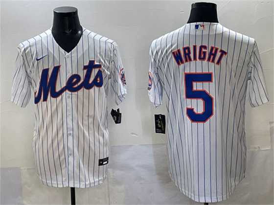 Men%27s New York Mets #5 David Wright White Stitched Jersey