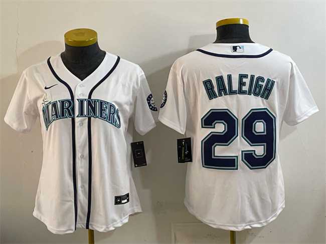 Youth Seattle Mariners #29 Cal Raleigh White Cool Base Stitched Jersey
