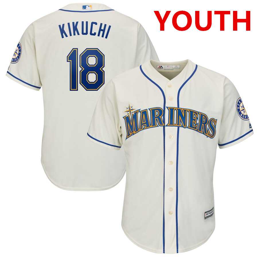 Youth Seattle Mariners #18 Yusei Kikuchi Cream Cool Base Jersey Dzhi