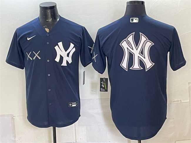 Men%27s New York Yankees x KAWS Team Big Logo Navy Stadium Stitched Jersey Dzhi