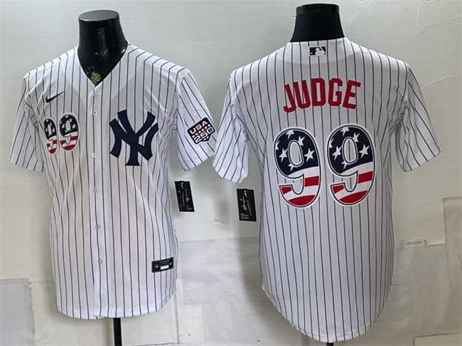Men%27s New York Yankees #99 Aaron Judge White USA 250 Fourth of July Home Stadium Stitched Jersey Dzhi