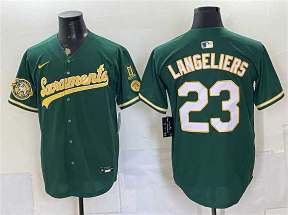 Men%27s Oakland Athletics #23 Shea Langeliers 2026 Green Alternate Sacramento Celebrating 125 Years Vapor Limited Stitched Jersey Dzhi