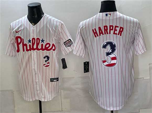 Men%27s Philadelphia Phillies #3 Bryce Harper White USA 250 Fourth of July Home Stitched Jersey Dzhi