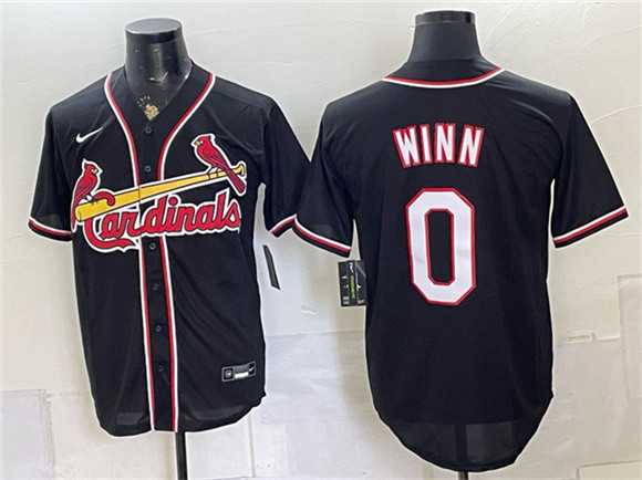 Men%27s St. Louis Cardinals #0 Masyn Winn 2026 Fashion Replica Black Out Stitched Jersey