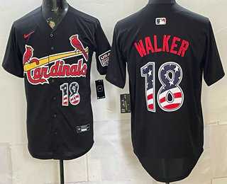 Men%27s St Louis Cardinals #18 Jordan Walker Black USA 250 Fourth of July Stitched Jersey Dzhi