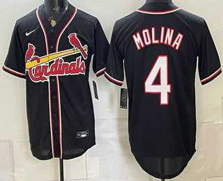 Men%27s St Louis Cardinals #4 Yadier Molina 2026 Black Fashion Cool Base Jersey
