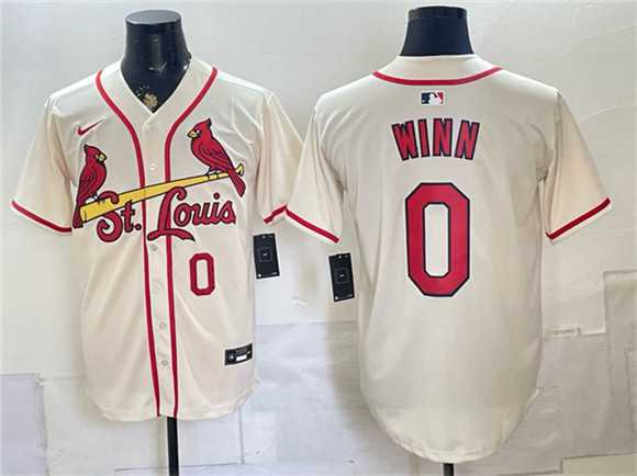 Men%27s St. Louis Cardinals #0 Masyn Winn Cream Limited Stitched Jersey