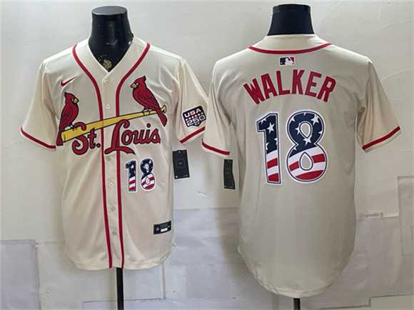 Men%27s St. Louis Cardinals #18 Jordan Walker Cream USA 250 Fourth of July Stitched Jersey Dzhi