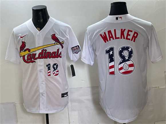Men%27s St. Louis Cardinals #18 Jordan Walker White USA 250 Fourth of July Stitched Jersey Dzhi