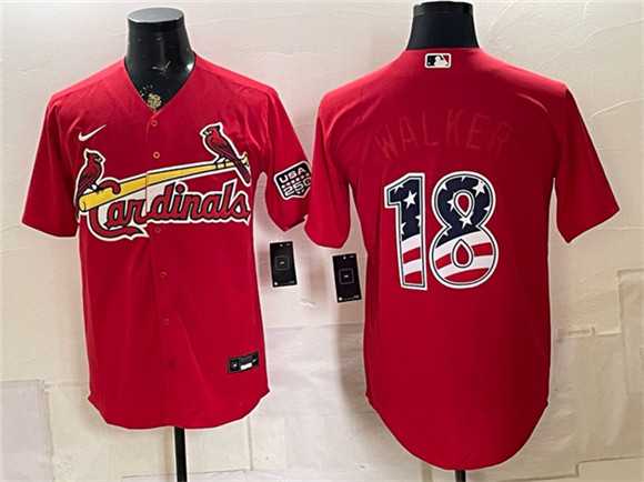 Men%27s St. Louis Cardinals #18 Jordan Walker Red USA 250 Fourth of July Stitched Jersey Dzhi