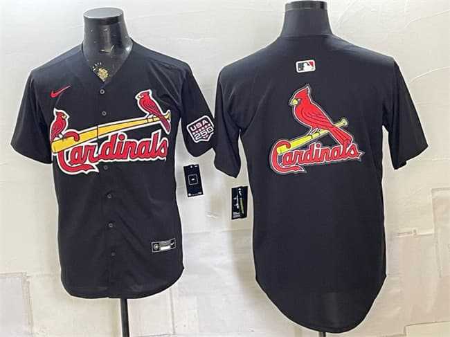 Men%27s St. Louis Cardinals Team Big Logo Black USA 250 Patch Stitched Jersey Dzhi