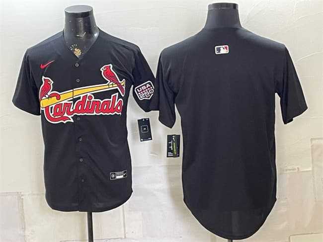 Men%27s St. Louis Cardinals Blank Black USA 250 Patch Stitched Jersey