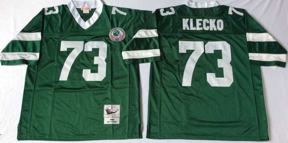 Men%27s New York Jets #73 Joe Klecko Green Throwback Stitched Football Jersey