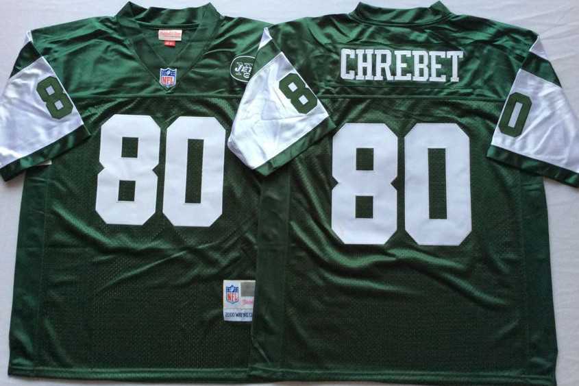 Men%27s New York Jets #80 Wayne Chrebet Green Throwback Stitched Football Jersey