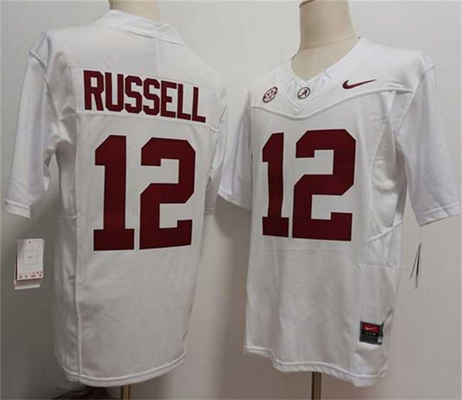 Men%27s Alabama Crimson Tide #12 Keelon Russell White 2026 F.U.S.E Stitched Football Jersey