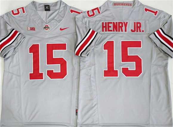 Men%27s Ohio State Buckeyes #15 Chris Henry Jr Gray 2025 F.U.S.E. Limited Stitched Jersey
