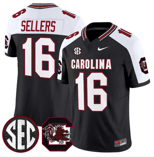 Men%27s South Carolina Fighting Gamecocks #16 LaNorris Sellers Black White 2026 F.U.S.E. Stitched Nike Jersey Dzhi