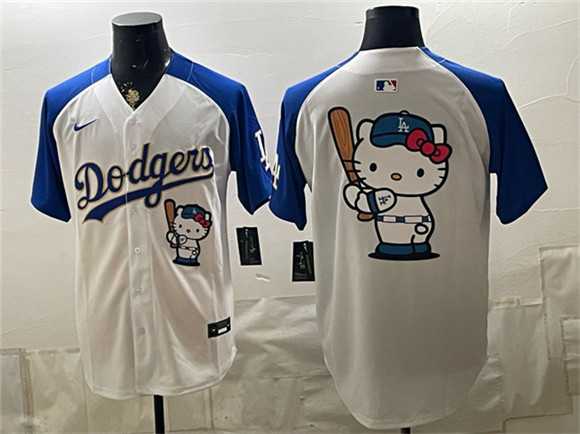 Men%27s Los Angeles Dodgers White Royal Gold Hello Kitty Vapor Limited Stitched Jersey