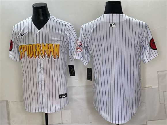 Men%27s New York Yankees X Spider-Man Blank White Limited Stitched Jersey
