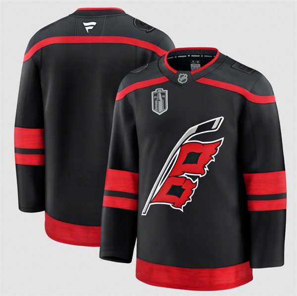Men%27s Carolina Hurricanes Blank Black 2026 Stanley Cup Final Home Premium Hockey Stitched Jersey