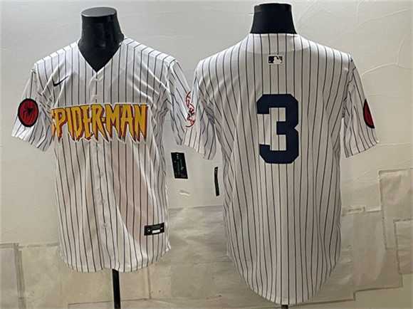 Men%27s New York Yankees X Spider-Man #3 Babe Ruth White Limited Stitched Jersey Dzhi