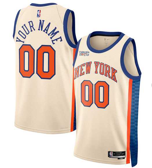 Men%27s New Yok Knicks Active Player Custom Cream 2025-26 City Edition Swingman Stitched Basketball Jersey