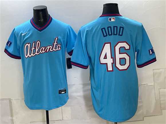Men%27s Atlanta Braves #46 Dylan Dodd Blue 2026 City Connect Stadium Stitched Jersey