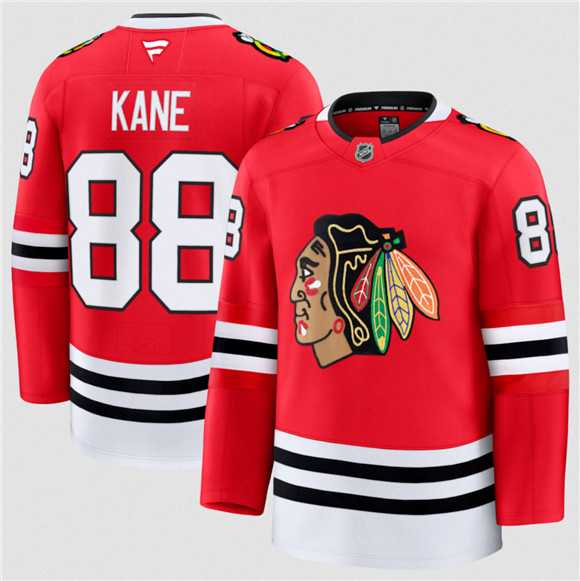 Men%27s Chicago Blackhawks #88 Patrick Kane Red 2024-25 Home Stitched Hockey Jersey Dzhi
