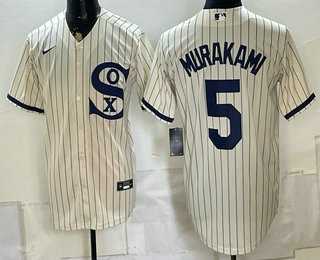 Men%27s Chicago White Sox #5 Munetaka Murakami Cream Player Name 2021 Field of Dreams Authentic Jersey