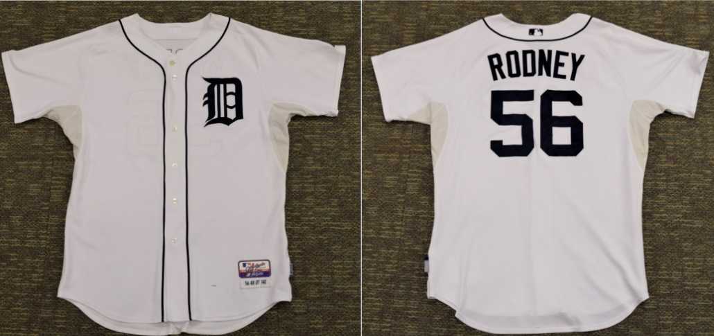 Men%27s Detroit Tigers #56 Fernando Rodney Game White Home Jersey