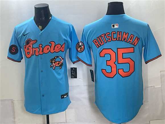 Men%27s Baltimore Orioles #35 Adley Rutschman Blue With Patch Vapor Premier Limited Stitched Jersey Dzhi