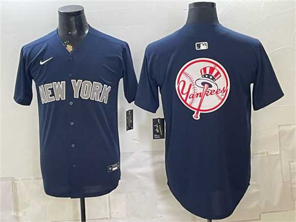 Men%27s New York Yankees Team Big Logo Navy Limited Stitched Baseball Jersey