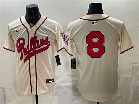 Men%27s Philadelphia Phillies #8 Nick Castellanos Cream 2026 Field of Dreams Stadium Stitched Jersey