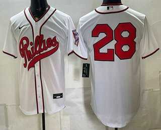 Men%27s Philadelphia Phillies #28 Alec Bohm White 2026 Field of Dreams Stadium Stitched Jersey