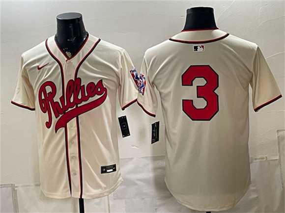 Men%27s Philadelphia Phillies #3 Bryce Harper Cream 2026 Field of Dreams Stadium Stitched Jersey